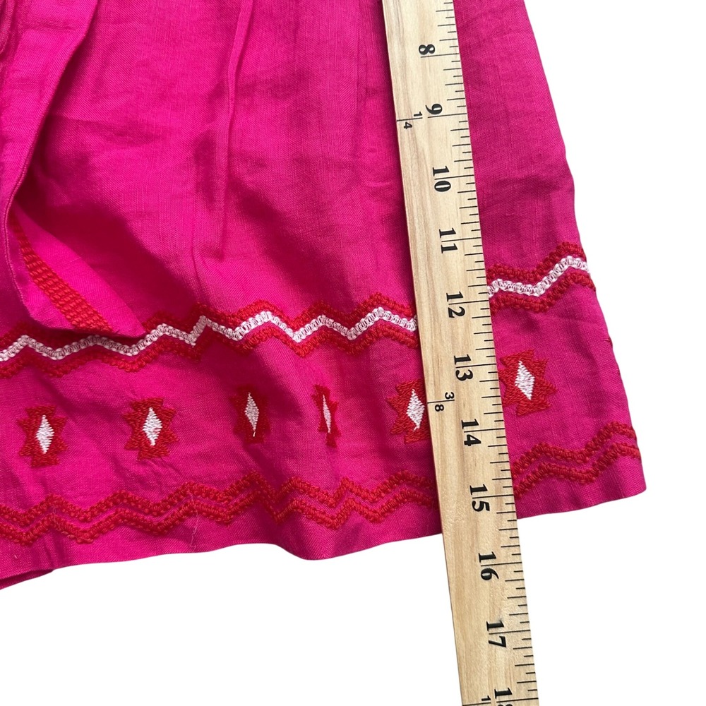 Boho Loft Embroidered Linen Blend Paperbag Waist Shorts M Pink Festival - Picture 3 of 7